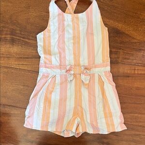 Janie and Jack Pink, Cream & Peach Striped Girls' Romper